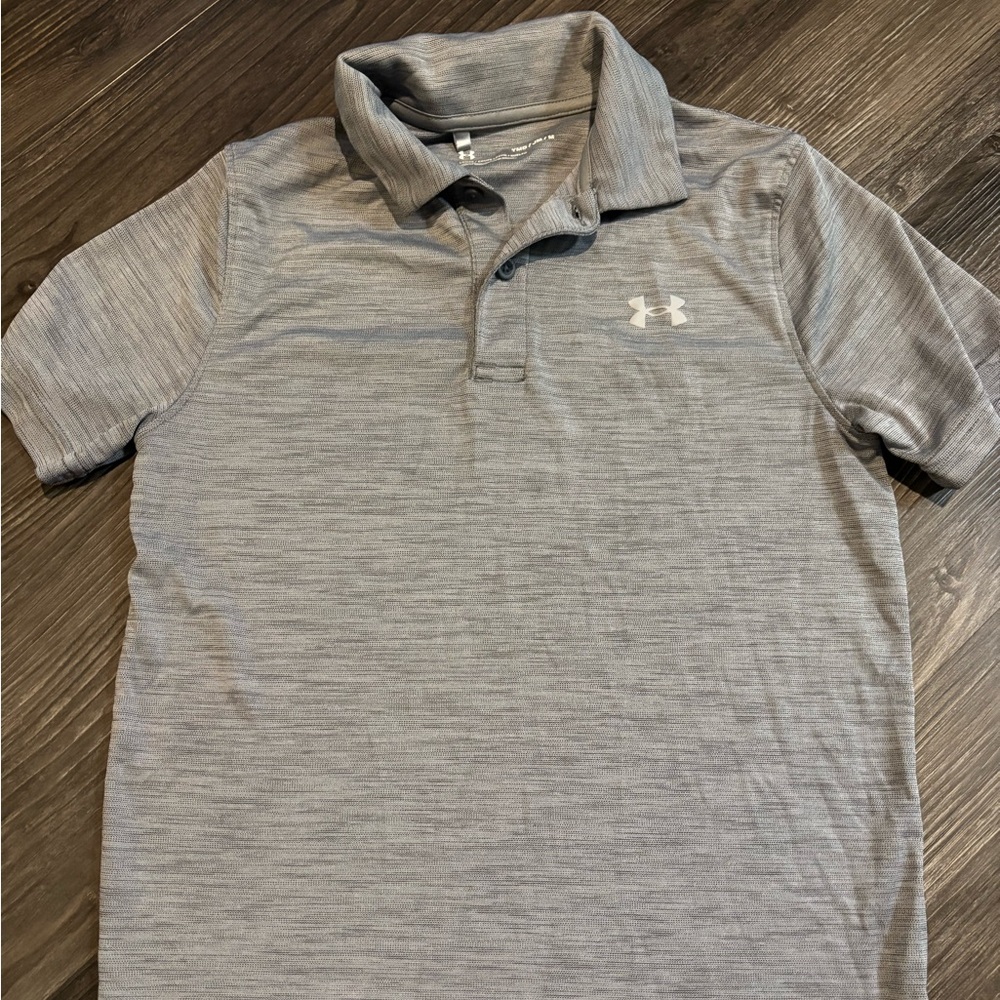 Under Armour Boys YM Heather Gray Polo Shirt
